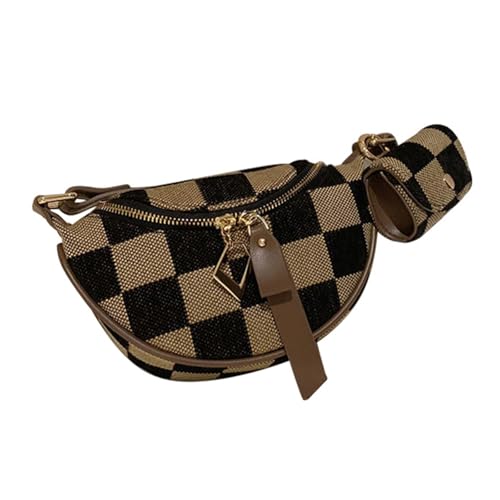 NPXUAMTJ Stilvolle Damen Braun Kariert Crossbody Brusttasche mit Kopfhörertasche Canvas Schultertaschen für den täglichen Gebrauch Braun Brusttasche NPXUAMTJ Stilvolle Damen Braun Kariert Crossbody Brusttasche mit Kopfhörertasche Canvas Schultertaschen für den täglichen Gebrauch Braun Brusttasche von NPXUAMTJ