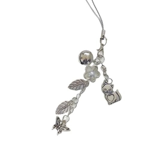 NPXUAMTJ Stilvolle Katzen Und Schmetterlingstelefon Lanyard/Schlüsselbund Für Die Sicherheit Freien Und Zur Reise Täglich Verwenden Mobiltelefone Anhänger Zubehör Metall Telefongurt von NPXUAMTJ