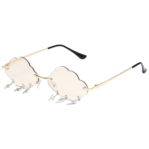 NPXUAMTJ Stilvolle Wolken-Sonnenbrille für Mädchen, Jungen, Foto-Requisiten, Reisen, coole Schattierungen, rahmenlos, coole Brille, Mädchen, Jungen, mehrfarbig, Golden Frame Champag von NPXUAMTJ