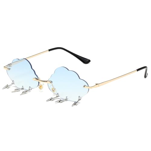 NPXUAMTJ Stilvolle Wolken-Sonnenbrille für Mädchen, Jungen, Foto-Requisiten, Reisen, coole Schattierungen, rahmenlos, coole Brille, Mädchen, Jungen, mehrfarbig, Goldener Rahmen, schrittweise von NPXUAMTJ