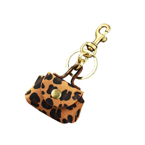 NPXUAMTJ Stilvoller Miniatur-Schlüsselanhänger zum Einkaufen, Pendeln oder Reisen mit stabilem, wasserabweisendem PU-Münzhalter, Leopardenmuster, Kaffeebraun, Einheitsgröße von NPXUAMTJ