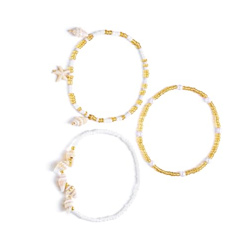 NPXUAMTJ Strand Urlaub Ferien Kaket Armband Einstellbare Mehrschichtschalenstärfische Perlendekoration Leichter Fußschmuck Für Frauen Ozean Multi Layer Verstellbarer Fußkette von NPXUAMTJ