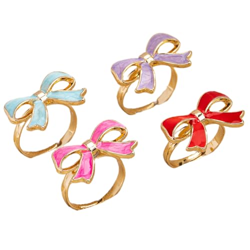 NPXUAMTJ Stylish Oil Tropf Bowknot Design Ringe Glänzende Oberflächen Legierungsschmuck Geeignet Für Party Hochzeit Alltag Verwenden Tropföl Bowknot Elegant von NPXUAMTJ