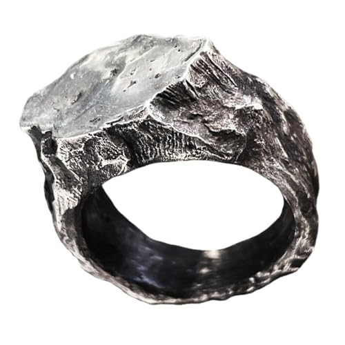 NPXUAMTJ Textured Alloy Statement Ringe Vintage Outdoor Inspirierte Schmucksteinband Einzigartige Unisex Stone Finger Ringe Geschenk Kühner Männer Mode von NPXUAMTJ