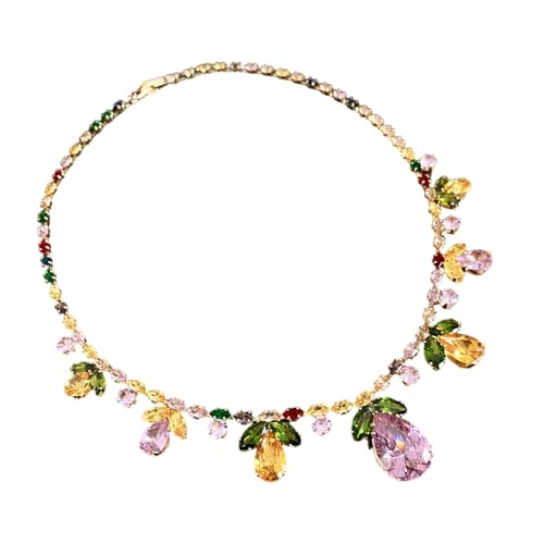NPXUAMTJ Tränenblatthalskette Und Ohrringe Exquisite Zirkonia Wassertropfenblattschmuck Set Halskette Ohrringe Für Frauen Einzigartige Edelsteine von NPXUAMTJ