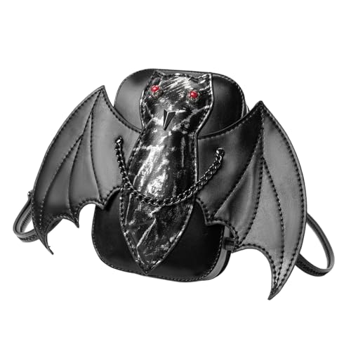 NPXUAMTJ Trendige Dunkle Ästhetische Verstellbare Umhängetasche Miniatur Aufbewahrung Punk Party Accessoire Tasche Für Karten Und Bargeld Fledermaus Design Geldbörse von NPXUAMTJ