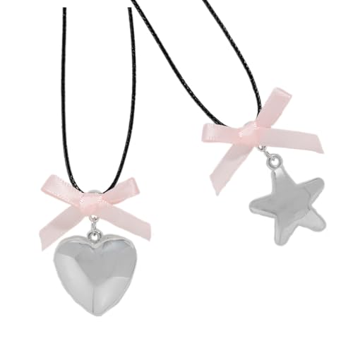 NPXUAMTJ Trendige Herz-Halskette mit Schleife und Stern, verstellbare Länge, Schlüsselbeinkette, modisches Damen-Accessoire für Partys NPXUAMTJ Trendige Herz-Halskette mit Schleife und Stern, verstellbare Länge, Schlüsselbeinkette, modisches Damen-Accessoire für Partys von NPXUAMTJ
