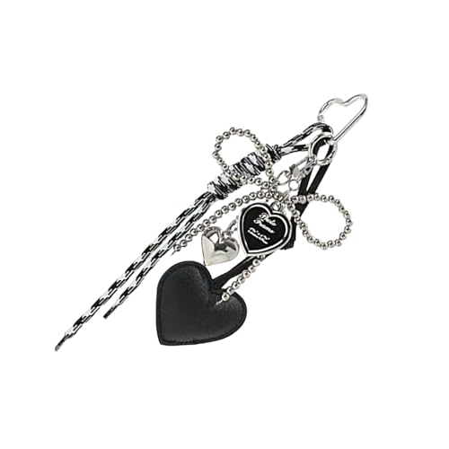 NPXUAMTJ Trendy Bag Ornament Bowknot Und PU Leder Herz Anhänger Keychain Handgemachte Geflochtene Lanyard Keyring Für Frauen Mädchen von NPXUAMTJ