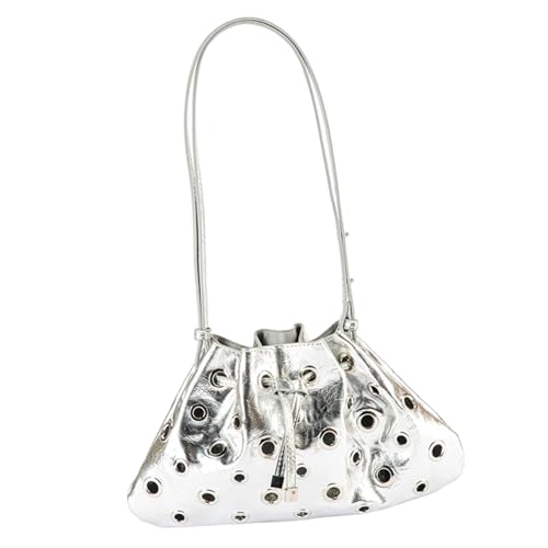 NPXUAMTJ Trendy Hollow Rivet Design Umhängetasche PU Leder Eimer Geldbeutel Frauen Abendtasche Für Arbeitseinkäufe Und Soziale Veranstaltung Mode Hohlausländische Geldbörse von NPXUAMTJ