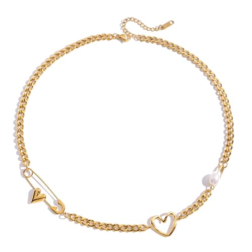 NPXUAMTJ Trendy Love Symbol Paper Clip Halskette Edelstahl Schmuckstück Verstellbarer Kette Für Lässige Oder Formelle Outfits Moderne Minimalistische Herzheize Halskette von NPXUAMTJ
