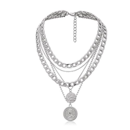 NPXUAMTJ Trendy Verstellbare Geschichtete Münz Halskette Legierung Schmuck Geschenke Für Frauen Alltag Eleganz Mode Multiple Strang Legierung Halskette von NPXUAMTJ