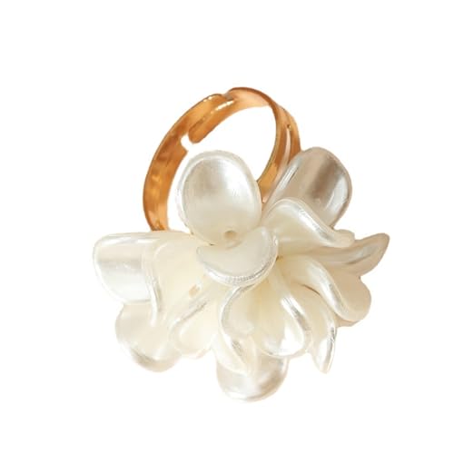 NPXUAMTJ Verstellbare Elegante Kamellien Blumenringe Blumendesigns Für Frauen Mode Schmuck Geschenk Für Ihren Legierten Acrylaccessoire Vielseitiger Modering von NPXUAMTJ