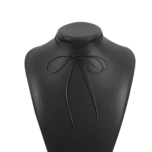 NPXUAMTJ Verstellbare Halskette Mit Bowknot Anhänger Stylish Schlüsselbeinkette Mit Einfacher Bowknotheizanhänger Eleganter Seilhalskette von NPXUAMTJ