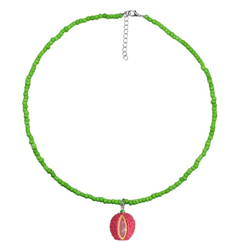 NPXUAMTJ Verstellbare Halskette aus Kunstharz mit Obst-Anhänger, bunte Schlüsselbeinkette, stilvoller Schmuck für Mode-Liebhaber von NPXUAMTJ