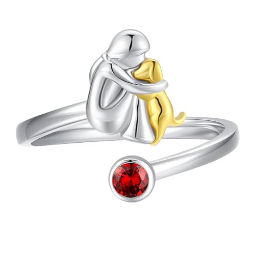 NPXUAMTJ Verstellbare Herzringe Mit Mädchen Und Hundentwürfen Für Zeit Als Gebrauch Für Tierliebhaber Tierfreundschaftsringe Elektroplimiert von NPXUAMTJ