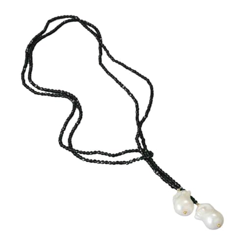NPXUAMTJ Verstellbare Kristallperlen Neckkette Mit Kunstperlen Imitation Perlen Halskette Accessoires Schmuck Für Stilvolle Frauen Verstellbare Schichtkristallschmuck von NPXUAMTJ