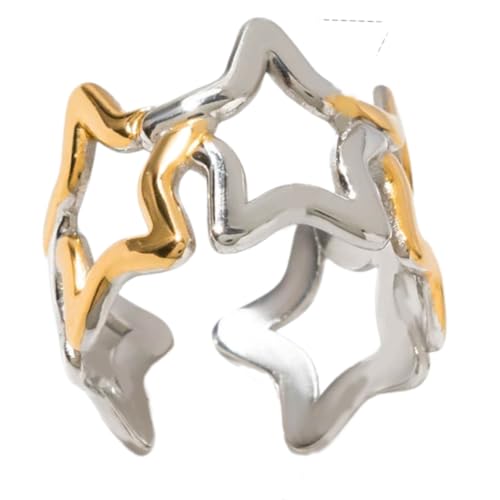 NPXUAMTJ Vielseitige Open Band Star Ringe Edelstahl Modern Modern Pentagramme Öffnen Sie Offenbare Ringe Die Für Tägliche Outfits Oder Ereignisse Symbolischer Fünf Punkte Stern Geeignet Sind von NPXUAMTJ
