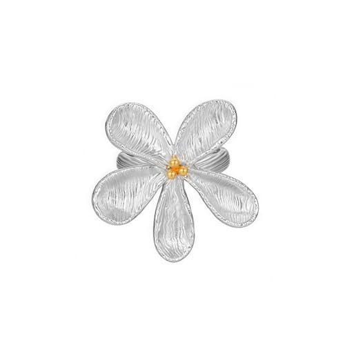 NPXUAMTJ Vielseitige Stapelbare Blumen Inspirierte Ringe Verstellbare Größe Für Sie IHN MINIMALISTEN Ästhetischer Schmuck Silberlegierung Blumen Band von NPXUAMTJ
