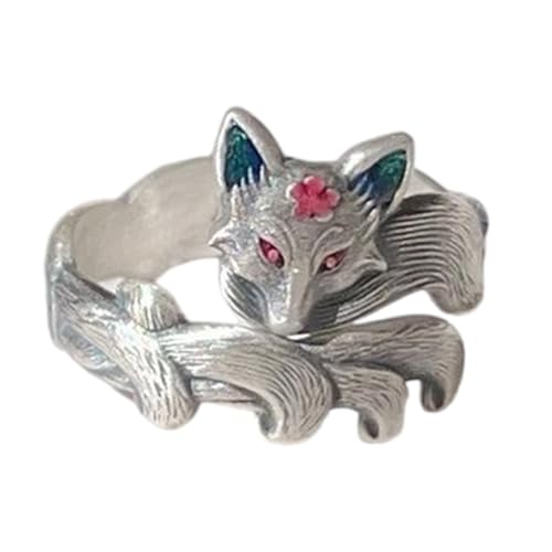 NPXUAMTJ Vintage Inspirierte Verstellbare Füchse Ringe Mit Pfirsichblüten Design Allergie Resistentes Geschenk Antike Stile Ringe Floral Design von NPXUAMTJ