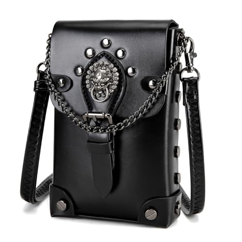 NPXUAMTJ Vintage Punk Umhängetasche Für Mädchen Kostümmuster Leder Geldbörse Crossbody Satchel Taillenbeutel Mit Verstellbarem Riemen Schwarzer Crossbody NPXUAMTJ Vintage Punk Umhängetasche Für Mädchen Kostümmuster Leder Geldbörse Crossbody Satchel Taillenbeutel Mit Verstellbarem Riemen Schwarzer Crossbody von NPXUAMTJ