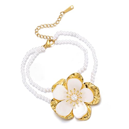 NPXUAMTJ Zarte Blumenperlen mit verstellbarer Länge für eine bequeme Passform, tragbar für modische Frauen von NPXUAMTJ
