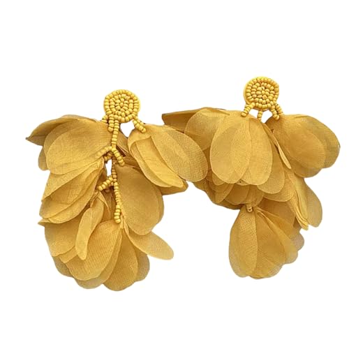 Retro Inspirierte Chiffons Blumenropfen Ohrringe Farbenfrohe Perlenohrringe Handgefertigt Retro Mode Accessoires Für Frauen von NPXUAMTJ