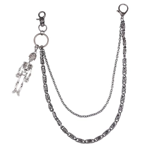 Schädelanhängerhosenkette Mit 2 Schicht Design Metall Taille Kette Für Punk Streetwear Outfit HipHop Tänzerin Taille Dekore Hip Hip von NPXUAMTJ