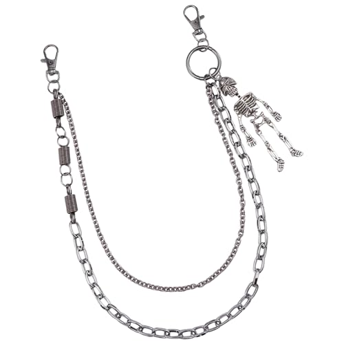 Schädelanhängerhosenkette Mit 2 Schicht Design Metall Taille Kette Für Punk Streetwear Outfit HipHop Tänzerin Taille Dekore Hip Hip von NPXUAMTJ