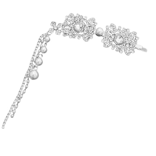 Silberne Haarclip Ethnische Haarnadel Mit Strasssteinen Und Perlen Verzierungen Braut Hochzeitshaarzubehör von NPXUAMTJ