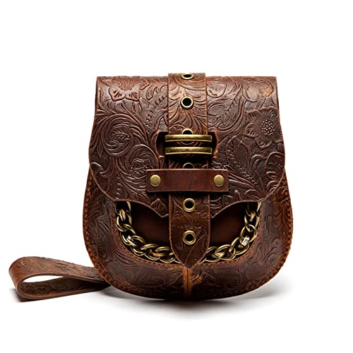 Steampunk Umhängetasche Gürteltasche Kette Geprägt Umhängetasche Rindsleder Hüfttasche Für Damen Und Mädchen Versammlungen von NPXUAMTJ