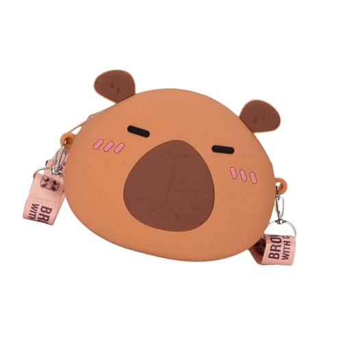 Stilvolle Capybara Silikon-Geldtasche, bequeme runde Münzgeldbörse, Crossbody-Portemonnaie, Kinder, Tier-Themen-Geldbörse, niedliche Tier-Geldbörse, 01style, Mass Beauty von NPXUAMTJ
