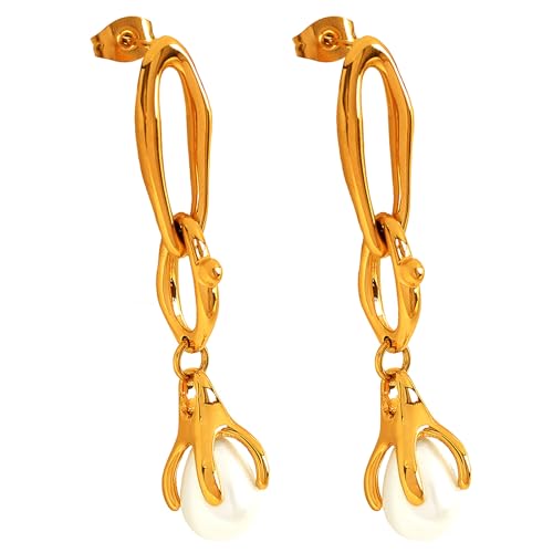 Stilvolle Perlen Ohrringe Exquisite Ohrringe Mode Ohrschmuck Edelstahl Textur Ohrstollen Für Verschiedene Styling Edelstahl Clips Auf Accessoires von NPXUAMTJ