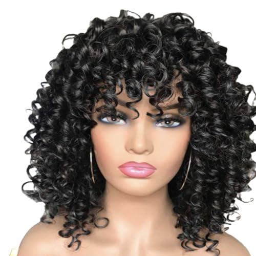 Synthetische Lockige Perücken Haartice Hitzefaserfaser Atmungsaktive Afrikanische Kopfbedeckung Für Frauen Tägliches Haarstyling Kurzes Lockiges Synthetik Mit von NPXUAMTJ