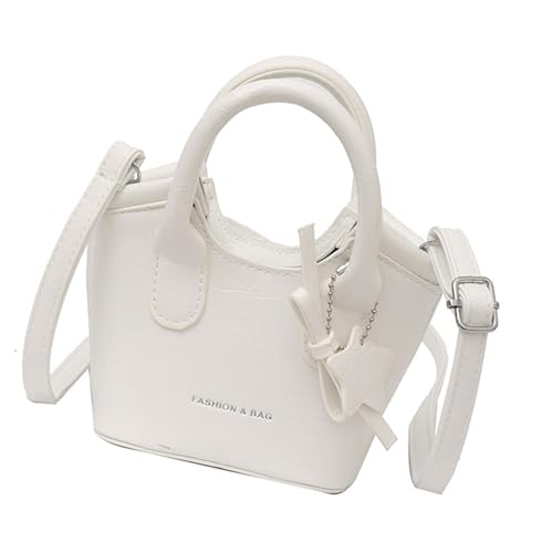 Trendige Damen-Umhängetasche im koreanischen Stil mit verstellbarem Riemen und praktischer PU-Schultertasche, Reise-Eimer-Tasche, geräumige Eimertasche, weiß, One Size Trendige Damen-Umhängetasche im koreanischen Stil mit verstellbarem Riemen und praktischer PU-Schultertasche, Reise-Eimer-Tasche, geräumige Eimertasche, weiß, One Size von NPXUAMTJ