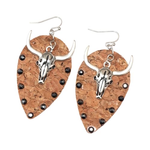 Trendy Oxhead Leichtgewichtige Legierungsohrringe PU Leder Ohrzubehör Perfekt Für Konzerte Festivals Trendy Jugendliche Bullenschädelohrocull Accessoires von NPXUAMTJ