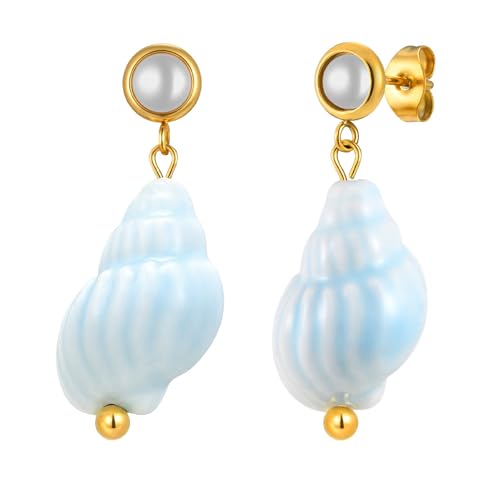 Übertriebene Muschelschalen Ohrringe Für Frauen Elegantes Strandschmuck Geschenk Edelstahl Leichtes Design Ohrheizpendellschuhe Tropfen Ohrringe Für Frauen von NPXUAMTJ