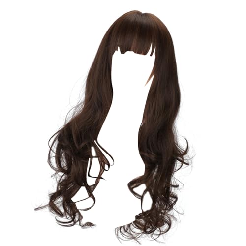 Voluminöse Locken Mit Seitenrand Für Vielbeschäftigte Fachkräfte Frauen Long Curly Synthetic Perücken Verstellbarer Fachkräfte Verstellbar von NPXUAMTJ
