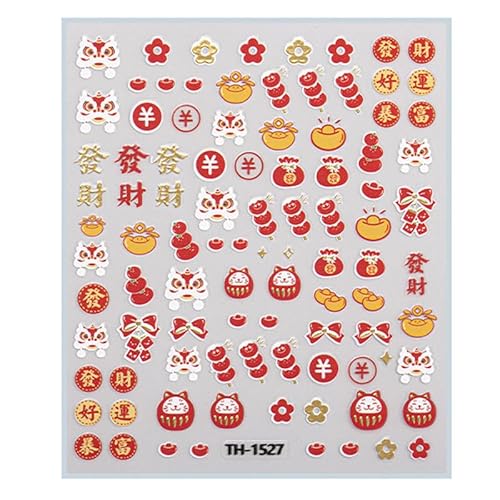 1 Sheet Spring Festival Nails Kunstaufkleber Mit Traditionellen Mustern Festival Nägel Aufkleber Maniküre Für Frauen Und Mädchen von NPYQ