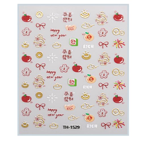 1 Sheet Spring Festival Nails Kunstaufkleber Mit Traditionellen Mustern Festival Nägel Aufkleber Maniküre Für Frauen Und Mädchen von NPYQ