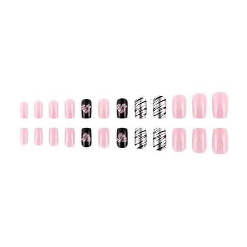 24pcs Press Auf Nägeln Square Klebstoffe Auf Nägeln Französisch Gefälschte Nägel Designs Falsche Nägel Künstliche Nägel Geschenke Für Frauen Mädchen von NPYQ