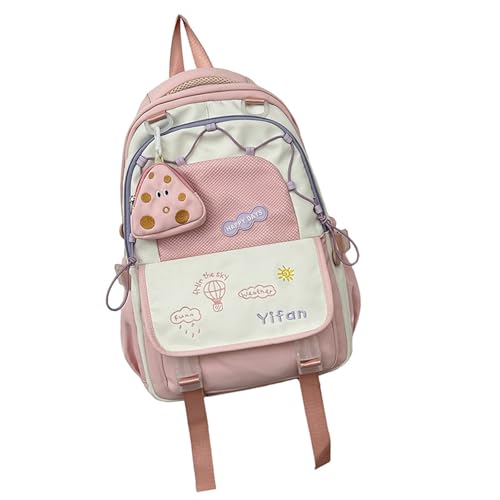 Ästhetischer Modischer Schulrucksack In Kontrastfarbe Für Teenager Und Mädchen Mit Geldbörse Großes Fassungsvermögen Nylon Tagesrucksack Büchertasche von NPYQ