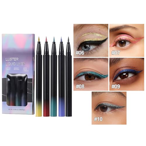 Auffälliges Mehrfarbiges Set 5-teilig Wasserfest Glitzernde Liner Langlebig Und Wischfest Für Langes Tragen von NPYQ