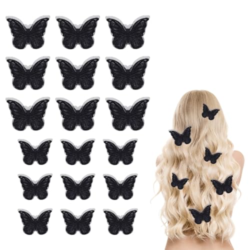 18 Stück Schmetterlings-Haarspangen, 2 Größen Halloween-Haarschmuck aus Spitze Bestickte Schmetterlings-Haarspangen Halloween-Schmetterlings-Dekor für Halloween Cosplay Frauen Mädchen (Schwarz) von NQEUEPN