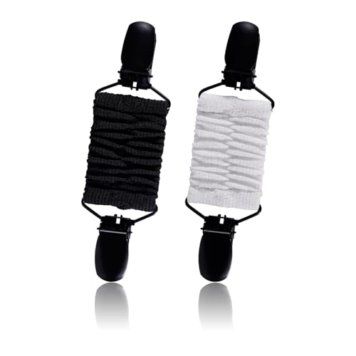 2 St Pullover-Clips, Rücken-Cinch-Clips mit Gummiband-Design Kleiderclips Taillen-Cincher-Clip Reisehut-Clips Strickjackenkragen-Clips Kleiderclips für Frauen Mädchen Dekor (Schwarz, Weiß) von NQEUEPN