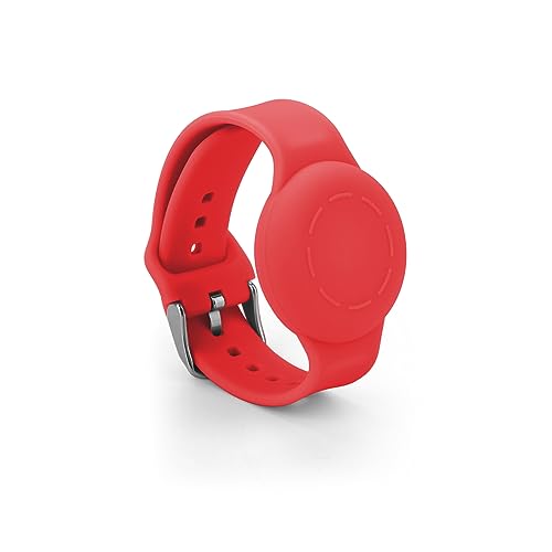 NQEUEPN Armband für Airtag Kinder, Wasserdicht Armband Silikon für Kinder Verstellbar Weich Armband Kinder für Airtag für Kleinkinder Kinder GPS Tracking Tagging (Rot) von NQEUEPN