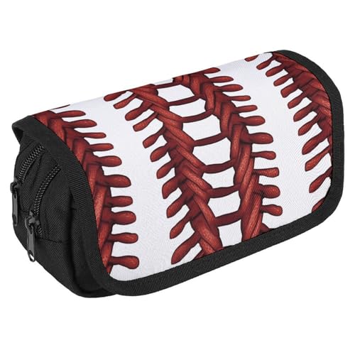 NQHJT Federmäppchen, Baseball, Softball, Schnürsenkel, großes Fassungsvermögen, Doppelreißverschluss, Aufbewahrungstasche, 2 Fächer, tragbar, multifunktional, Schreibtisch-Organizer, Marker, NQHJT Federmäppchen, Baseball, Softball, Schnürsenkel, großes Fassungsvermögen, Doppelreißverschluss, Aufbewahrungstasche, 2 Fächer, tragbar, multifunktional, Schreibtisch-Organizer, Marker, von NQHJT