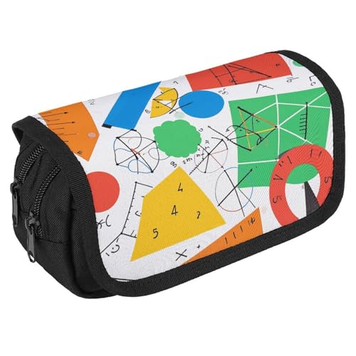 NQHJT Federmäppchen, Mathematik, Geometrie, Geek Calculus, großes Fassungsvermögen, Doppelreißverschluss, Aufbewahrungstasche, 2 Fächer, tragbare multifunktionale Tasche, Schreibtisch-Organizer, von NQHJT