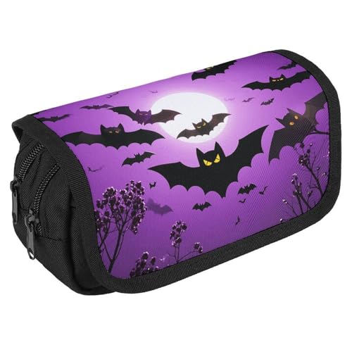 NQHJT Federmäppchen Halloween fliegende lila Fledermäppchen Große Kapazität Federmäppchen Doppelreißverschluss Aufbewahrungstasche 2 Fächer Tragbare Multifunktionstasche Schreibtisch Organizer Marker NQHJT Federmäppchen Halloween fliegende lila Fledermäppchen Große Kapazität Federmäppchen Doppelreißverschluss Aufbewahrungstasche 2 Fächer Tragbare Multifunktionstasche Schreibtisch Organizer Marker von NQHJT