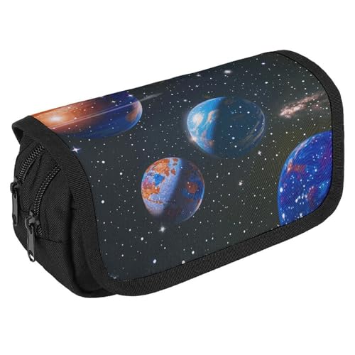 NQHJT Federmäppchen Planeten Sterne und Galaxie Große Kapazität Federmäppchen Doppelreißverschluss Aufbewahrungstasche 2 Fächer Tragbare Multifunktionstasche Schreibtisch Organizer Marker Stifteetui, NQHJT Federmäppchen Planeten Sterne und Galaxie Große Kapazität Federmäppchen Doppelreißverschluss Aufbewahrungstasche 2 Fächer Tragbare Multifunktionstasche Schreibtisch Organizer Marker Stifteetui, von NQHJT