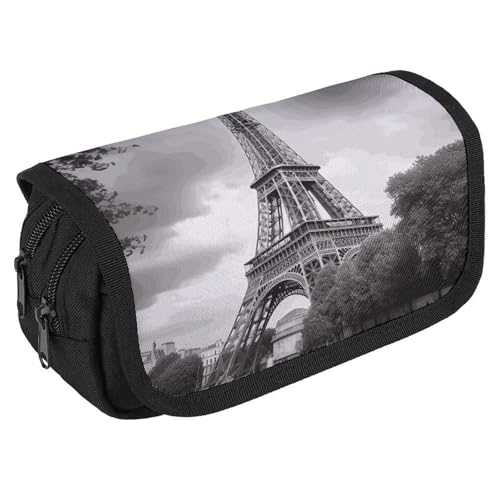 NQHJT Federmäppchen Tower Paris Große Kapazität Federmäppchen Doppelreißverschluss Aufbewahrungstasche 2 Fächer Tragbare Multifunktionstasche Schreibtisch Organizer Marker Stifteetui, Stil:, 8.7 x 3.1 von NQHJT